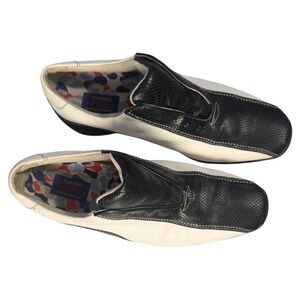 FootJoy LoPro Collection Golf Shoes White Black Leather‎ Slip On Loafers Men 9.5